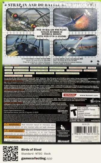 Birds of Steel Xbox 360, NTSC box back