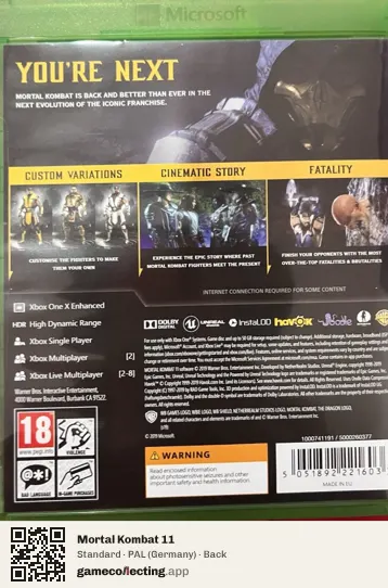 Mortal Kombat 11 Xbox One, Germany box back