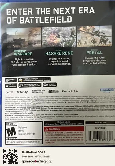 Battlefield 2042 PlayStation 5, NTSC box back