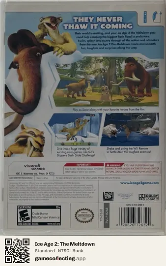 Ice Age 2: The Meltdown Nintendo Wii, NTSC box back