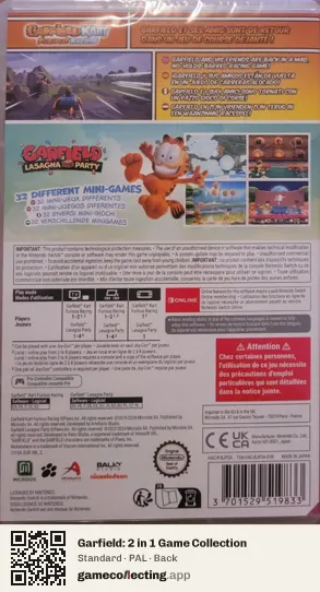 Garfield: 2 in 1 Game Collection Nintendo Switch, PAL box back