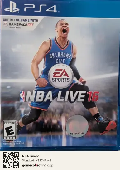 NBA Live 16 PlayStation 4, NTSC box front