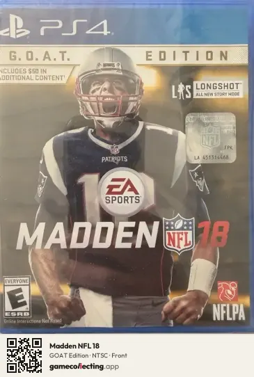 Madden NFL 18 PlayStation 4, NTSC box front