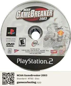 NCAA GameBreaker 2003 PlayStation 2, NTSC disc