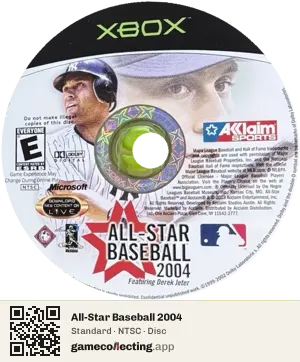 All-Star Baseball 2004 Xbox, NTSC disc