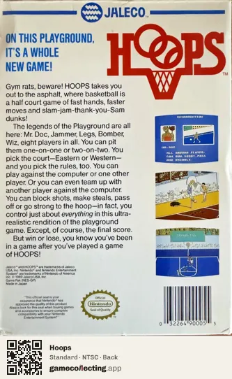 Hoops Nintendo Entertainment System, NTSC box back