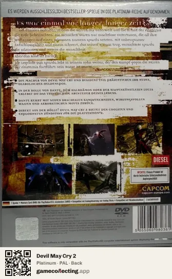 Devil May Cry 2 PlayStation 2, PAL box back