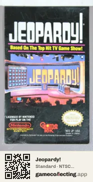 Jeopardy! Nintendo Entertainment System, NTSC cartridge label