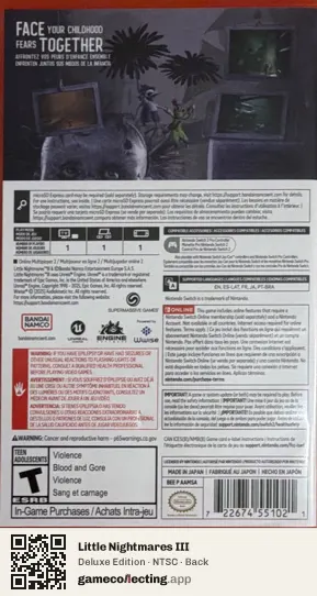 Little Nightmares III Nintendo Switch 2, NTSC box back