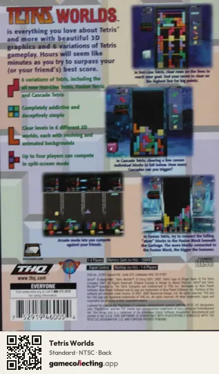 Tetris Worlds PlayStation 2, NTSC box back