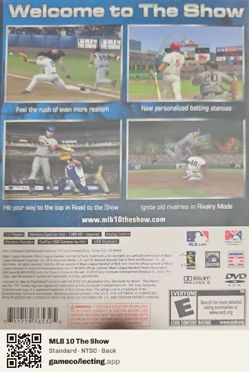 MLB 10 The Show PlayStation 2, NTSC box back