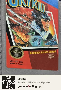 Sky Kid Nintendo Entertainment System, NTSC cartridge label