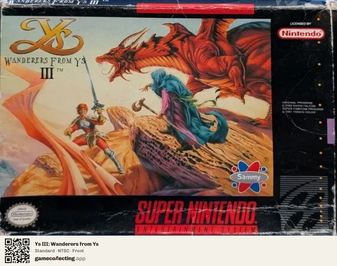 Ys III: Wanderers from Ys Super Nintendo Entertainment System, NTSC box front
