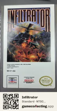 Infiltrator Nintendo Entertainment System, NTSC cartridge label