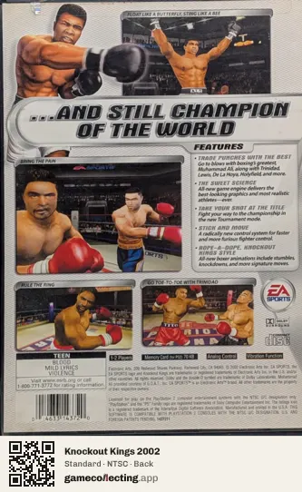 Knockout Kings 2002 PlayStation 2, NTSC box back