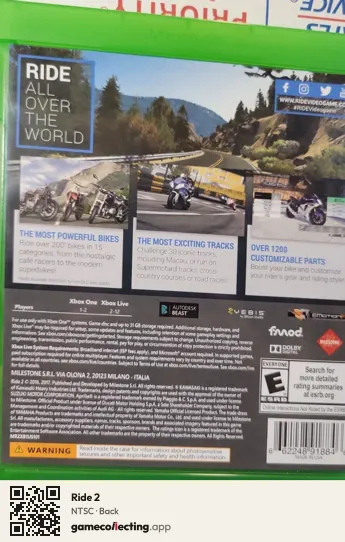 Ride 2 Xbox One, NTSC box back