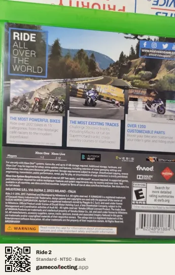 Ride 2 Xbox One, NTSC box back