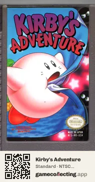Kirby's Adventure Nintendo Entertainment System, NTSC cartridge label