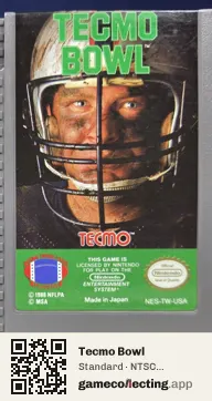 Tecmo Bowl Nintendo Entertainment System, NTSC cartridge label