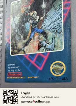 Trojan Nintendo Entertainment System, NTSC cartridge label