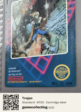 Trojan Nintendo Entertainment System, NTSC cartridge label