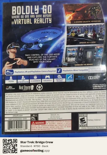 Star Trek: Bridge Crew PlayStation 4, NTSC box back
