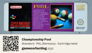 Championship Pool Super Nintendo Entertainment System, PAL cartridge label
