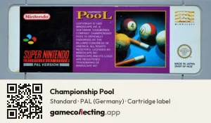 Championship Pool Super Nintendo Entertainment System, PAL cartridge label