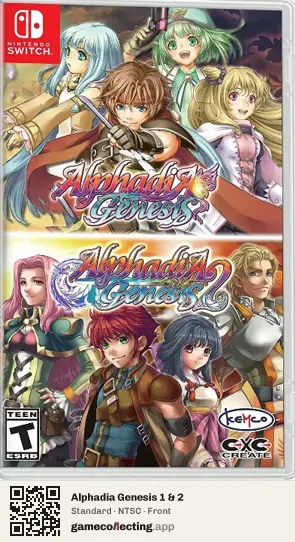 Alphadia Genesis 1 & 2 Nintendo Switch, NTSC box front