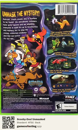 Scooby-Doo! Unmasked Xbox, NTSC box back