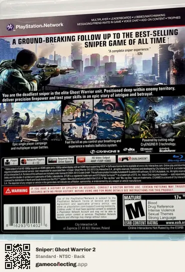 Sniper: Ghost Warrior 2 PlayStation 3, NTSC box back