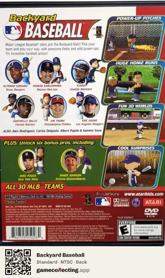 Backyard Baseball PlayStation 2, NTSC box back