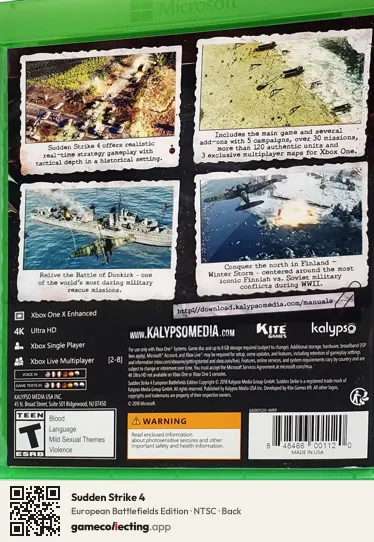Sudden Strike 4 Xbox One, NTSC box back