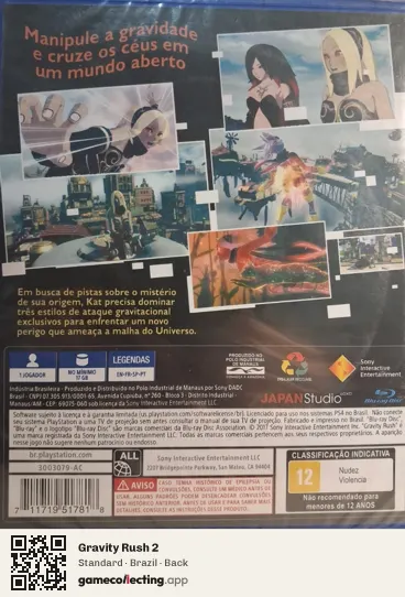 Gravity Rush 2 PlayStation 4, Brazil box back