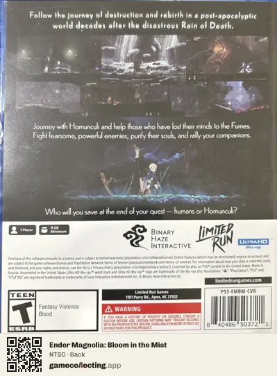 Ender Magnolia: Bloom in the Mist PlayStation 5, NTSC box back