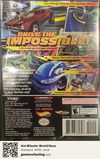 Hot Wheels: World Race Nintendo GameCube, NTSC box back