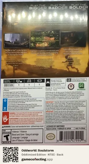 Oddworld: Soulstorm Nintendo Switch, NTSC box back