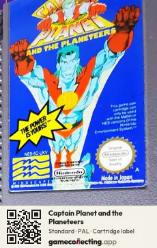 Captain Planet and the Planeteers Nintendo Entertainment System, PAL cartridge label