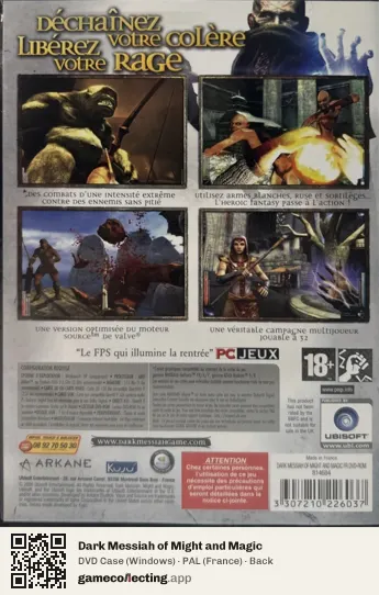 Dark Messiah of Might and Magic Computer, France box back