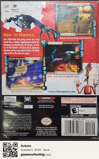 Robots Nintendo GameCube, NTSC box back