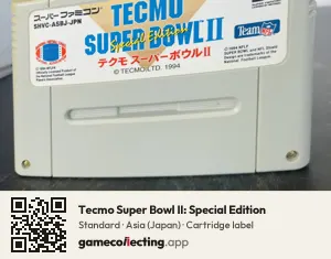 Tecmo Super Bowl II: Special Edition Super Nintendo Entertainment System, Asia cartridge label