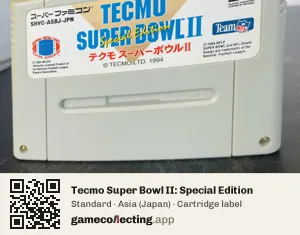 Tecmo Super Bowl II: Special Edition Super Nintendo Entertainment System, Asia cartridge label