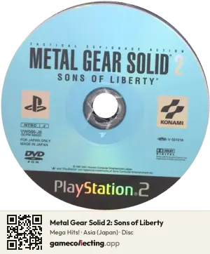 Metal Gear Solid 2: Sons of Liberty PlayStation 2, Asia disc