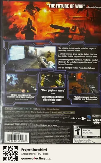 Project Snowblind PlayStation 2, NTSC box back