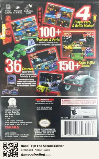 Road Trip: The Arcade Edition Nintendo GameCube, NTSC box back