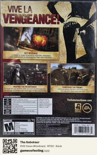 The Saboteur Computer, NTSC box back