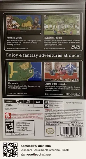 Kemco RPG Omnibus Nintendo Switch, North America box back