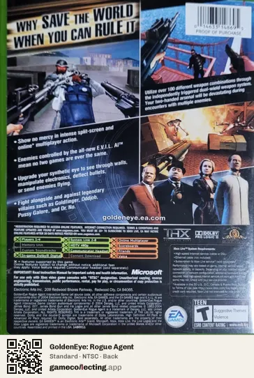 GoldenEye: Rogue Agent Xbox, NTSC box back
