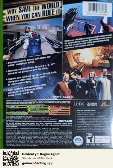 GoldenEye: Rogue Agent Xbox, NTSC box back