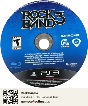 Rock Band 3 PlayStation 3, NTSC disc